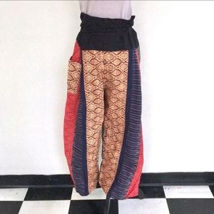 Yoga Samurai wide leg  EUC waist tie boho hippie